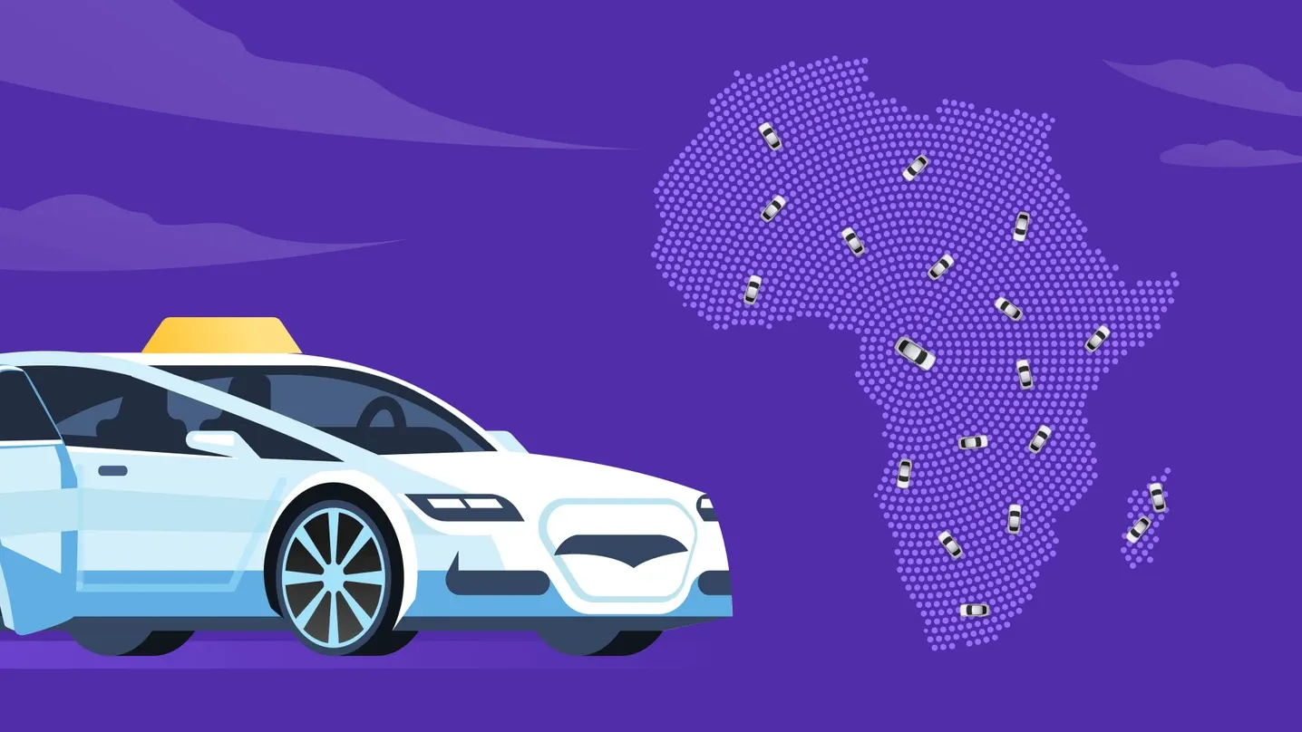 mobility taxi trends for African countries Africa map in purple