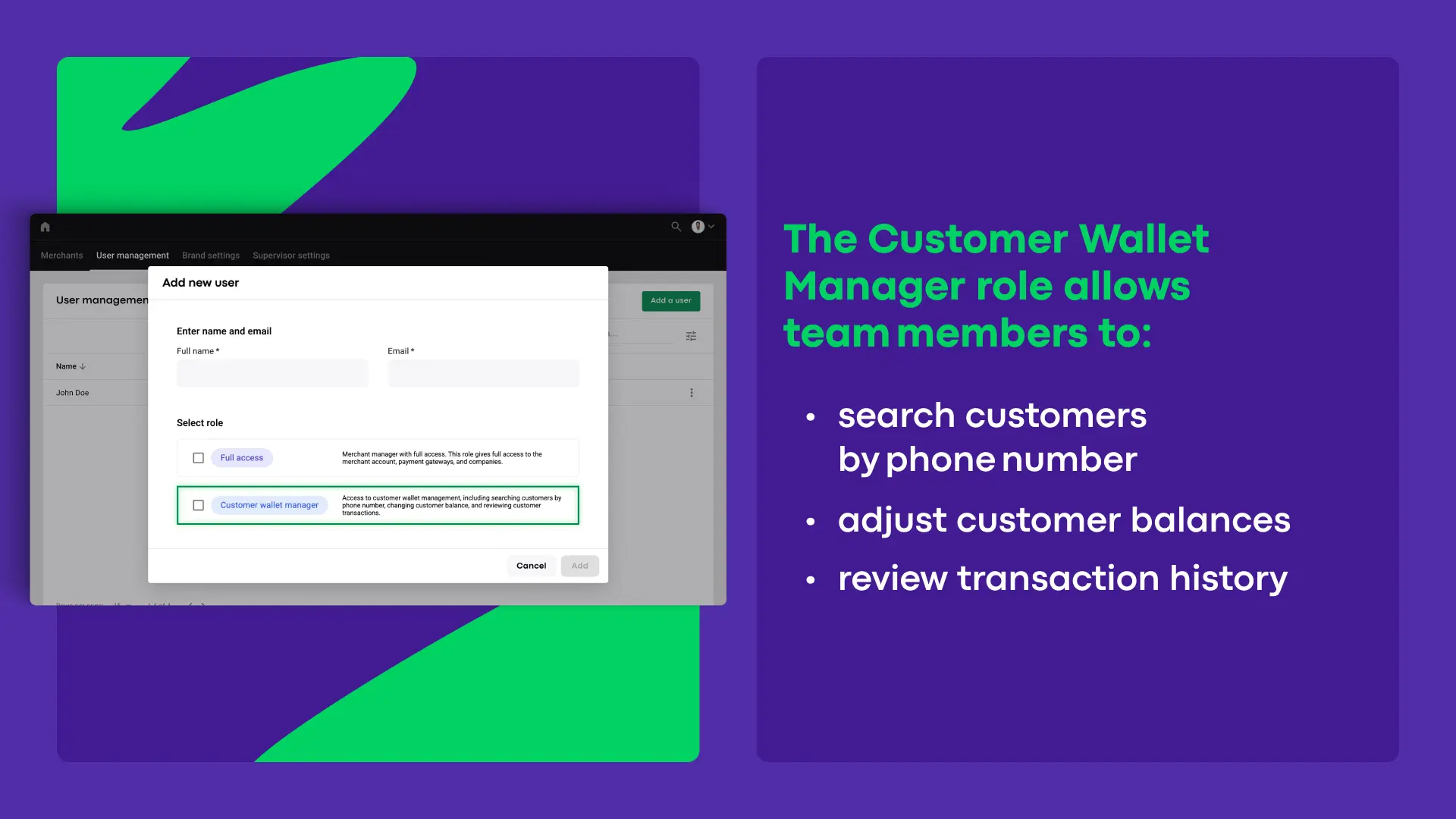 New role: Customer Wallet Manager