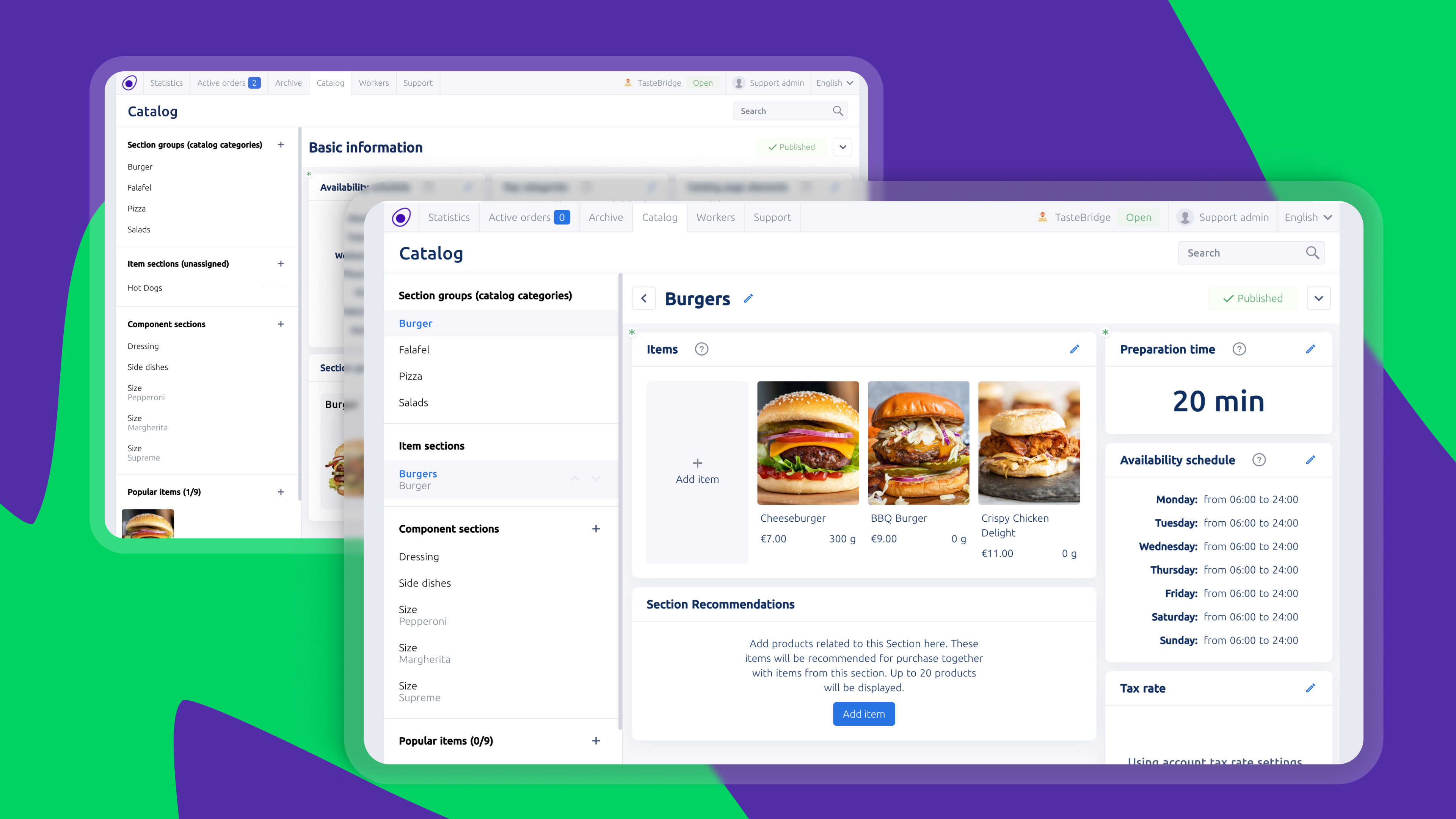 Web vendor panel catalogue
