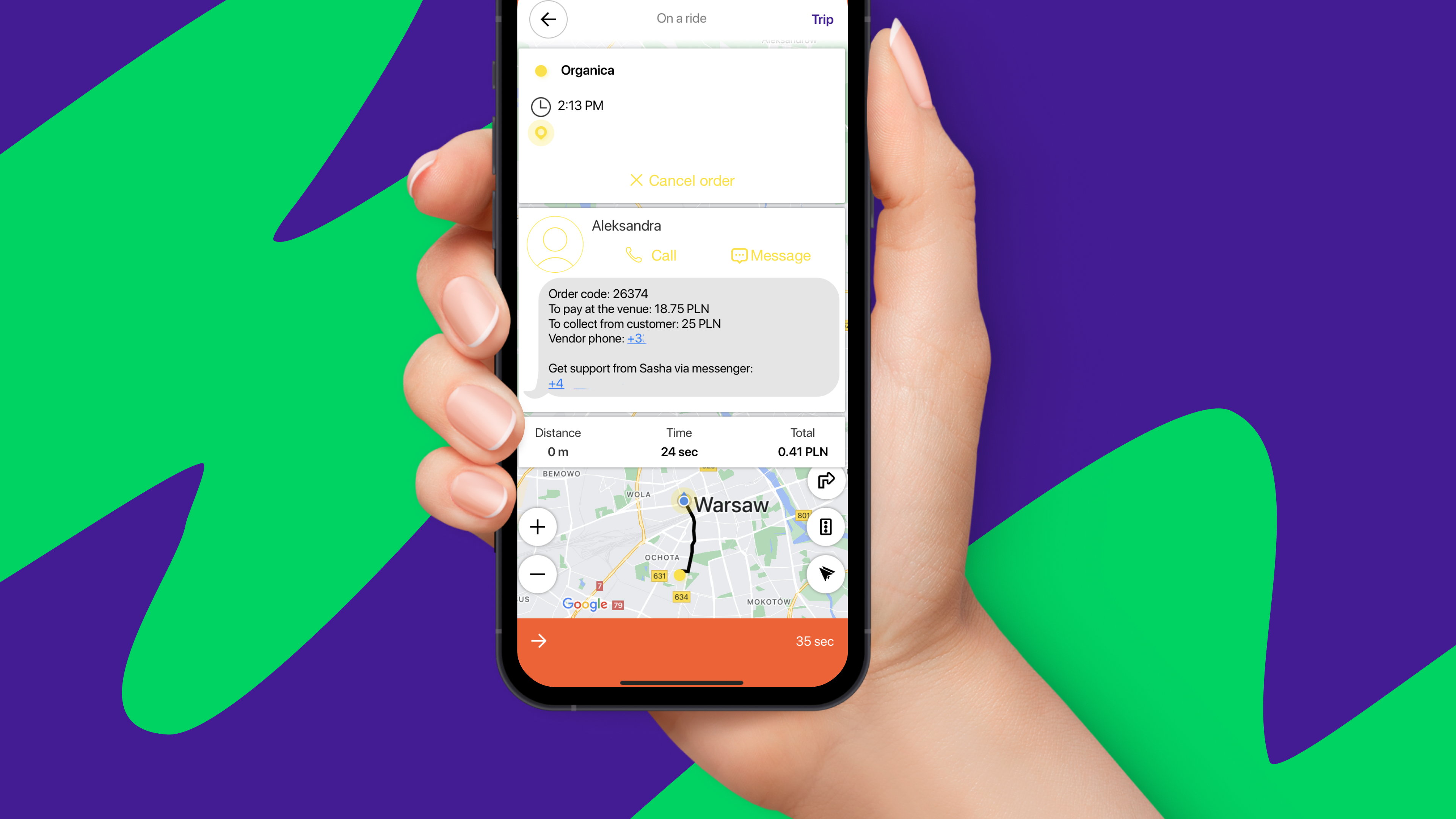 Courier receives order